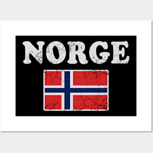 Norge Norway Flag Norwegian Retro Distressed Posters and Art